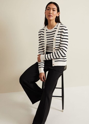 Phase Eight Chloe Stripe Knitwear White/Navy USA | 3851740-KE